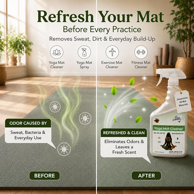 Black Diamond Stoneworks Yoga Mat Spray Cleaner: USDA Certified BIOBASED- Essential Oils, Safe for All Type of Materials, Exercise, Pilates, or Workout Mats. (1 quart)