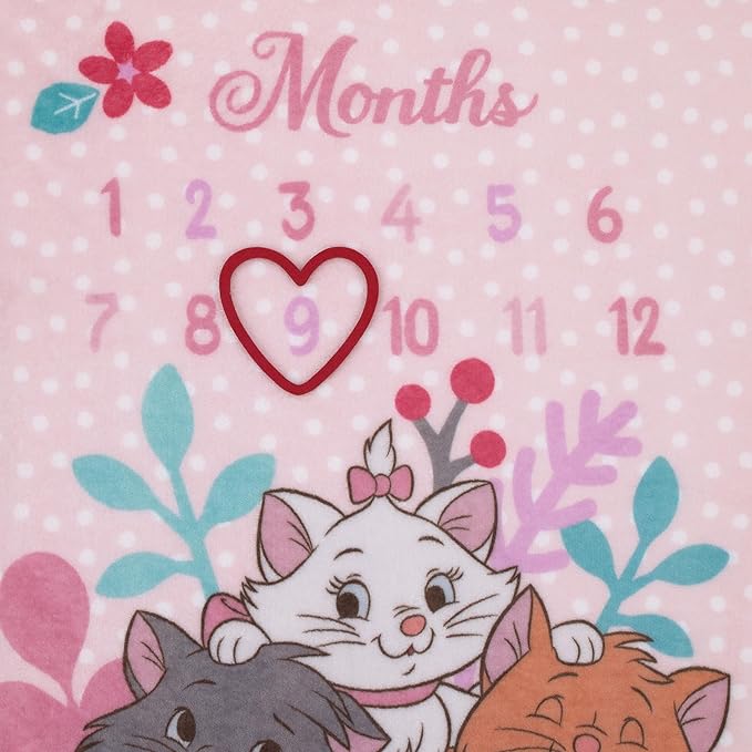 NoJo Disney Aristocats Pink Picture Purr-FECT Super Soft Photo Op Milestone Baby Blanket