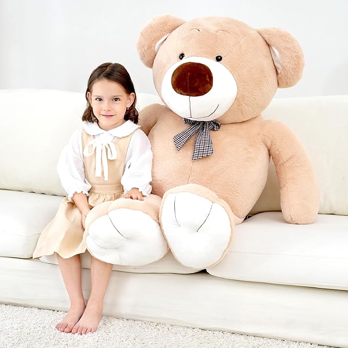 Giant Teddy Bear Stuffed Animal, Big Teddy Bear Plush, Birthday Christmas Valentine's Gift for Girlfriend & Kids, Light Brown