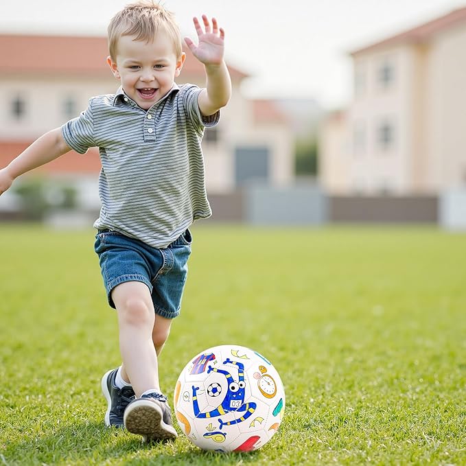 EVERICH TOY Paint Your Own Soccer Ball with Markers, Toddler Arts and Crafts Soccer Gifts, Kids Soccer Ball Size 3 Monster Toys for Boys Girls, Sports Drawing DIY Design Color Play Ball Game with Pump