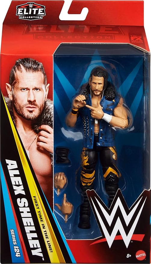 Mattel WWE Elite Action Figure & Accessories, Series #124 Set, 6-inch Collectible Akex Shelley with 25 Articulation Points & Swappable Hands