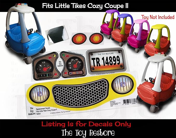 Toy Restore Replacement Stickers Fits Little Tikes Cozy Coupe II Car Yellow