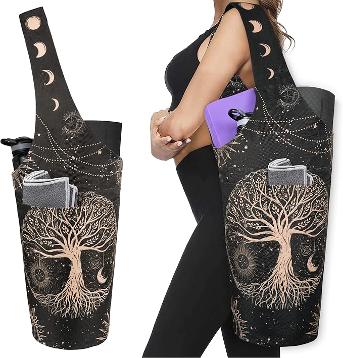 Yoga Mat Bag - Long Tote with Pockets - Holds More Yoga Accessories - Yoga Bag Fit Most Size Mats - Yoga Mat Carrier