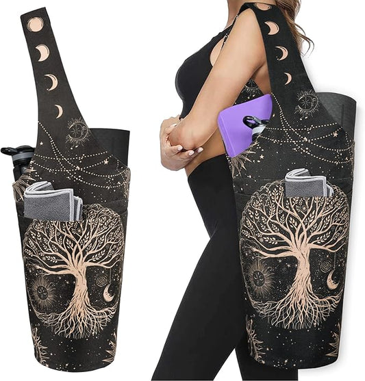 Yoga Mat Bag - Long Tote with Pockets - Holds More Yoga Accessories - Yoga Bag Fit Most Size Mats - Yoga Mat Carrier