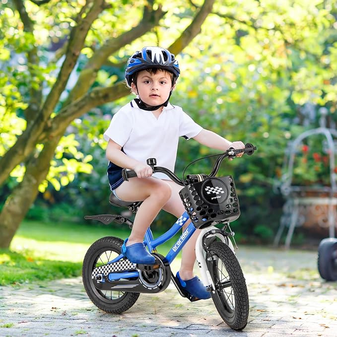 COSTWAY Kids Bike, 12 14 16 18 Inch Toddler Bike for Boys & Girls Aged 3-8 Years Old, Kids Bicycle w/Removable Training Wheels, Handbrake & Coaster Brake, Basket, Bell