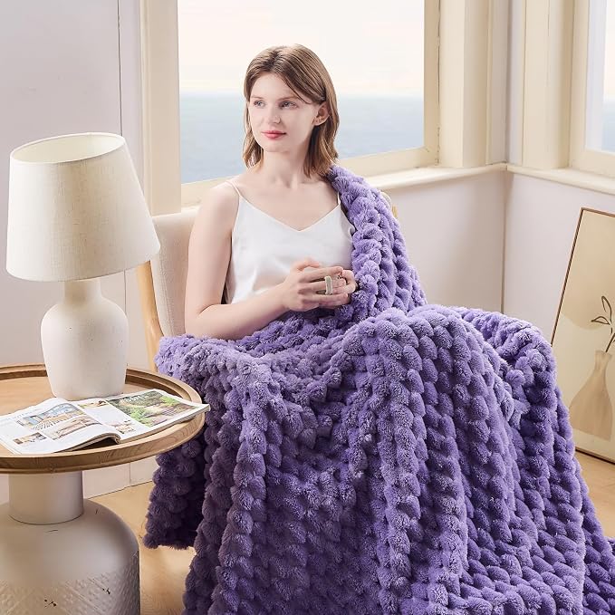NEWCOSPLAY Fleece Clouds Cozy Throw Blanket for Couch, Lavender, 50"x60" | Premium Silky Flannel Blanket, Soft Lightweight Fluffy Throw Blanket for Bed Sofa Decor, Gift for All Season Use