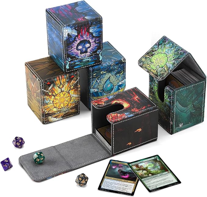 Card Deck Box for MTG Card Storage Box Holds 100 Plus Single Sleeved Cards with Trading Cards Games TCG Yugioh etc.(Scarlet Red)