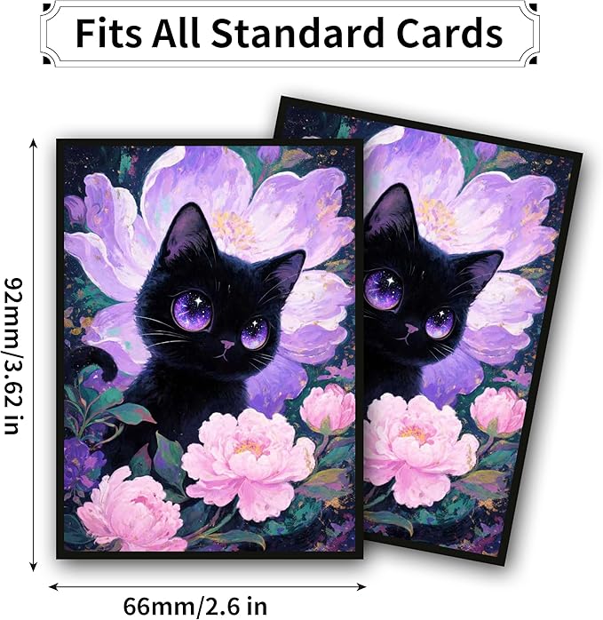 MTG Card Sleeves, Ultra Clear Front & Matte Finish Back, 100 Count Standard Size Matte Art Sleeve for Magic The Gathering (Cat and Flowers)
