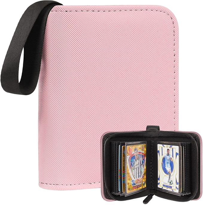 1 Pocket Card Binder – Collectible Trading Card Album, Single Card Holder with 20 Pages, Holds 40 Cards, Side-Loading Mini Binder for TCG, MTG, Sports, Baseball, Football, Small Sports Card Book,Pink