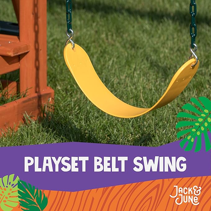 Jack and June Playset Belt Swing with 80" Chains Made for 5' and 6' Deck Height - Multiple Colors Available