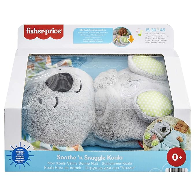 Fisher-Price Soothe ‘n Snuggle Koala, Customizable Musical Plush Sound Baby Toy with Lights Motion and Realistic Breathing Motion - HBP87