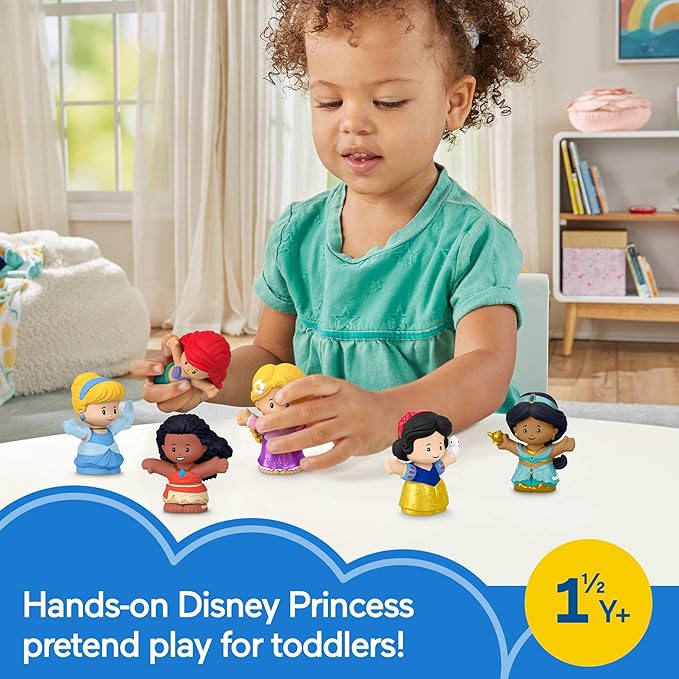 Fisher-Price Little People Toddler Toys Disney Princess Figure Pack, 6 Characters for Preschool Pretend Play Kids Ages 18 Months+
