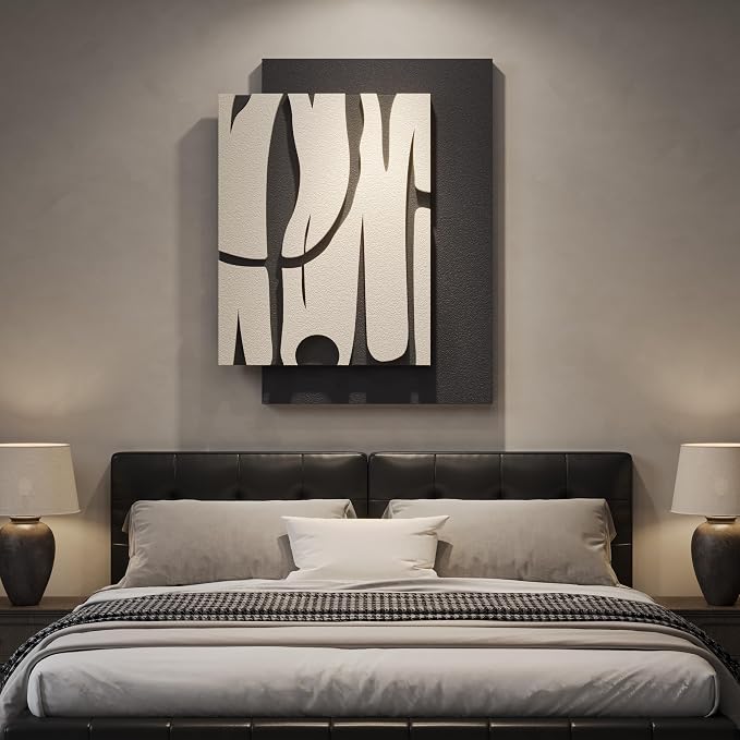 Cuspin Black and White Abstract Wall Art for Living Room, Modern Minimalist Geometric Artwork for Walls, Contemporary 3D Textured Paintings Wall Decor for Bedroom Dining Room Hallway Office