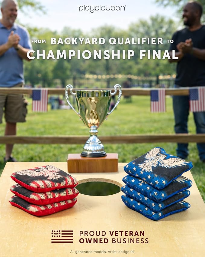 Play Platoon Pro Cornhole Bags Set of 8 - Professional Dual Sided Slick and Sticky Side Competition Corn Hole Bags - Tournament Series