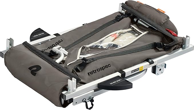 Retrospec Rover Plus Bike Trailer for Kids - Foldable Single/Double Passenger Design with 5-Point Safety Harness, Weather-Resistant Fabric & Safety Flag - 40-80 lbs