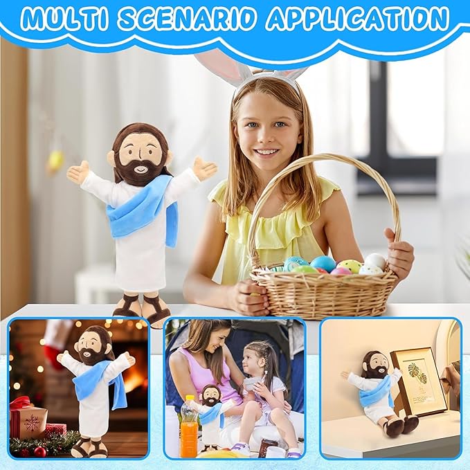 13" Jesus Plush, Jesus Stuffed Doll Plushie for Easter Christmas Church (Brown)