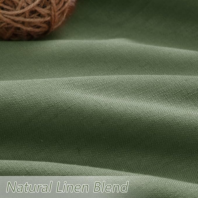 Guken Olive Green 100% Blackout Curtains 84 Inch Length 2 Panels Set for Living Room Bedroom Back Tab Thermal Insulated Black Out Linen Drapes Room Darkening Window Curtains 84 Inches Long