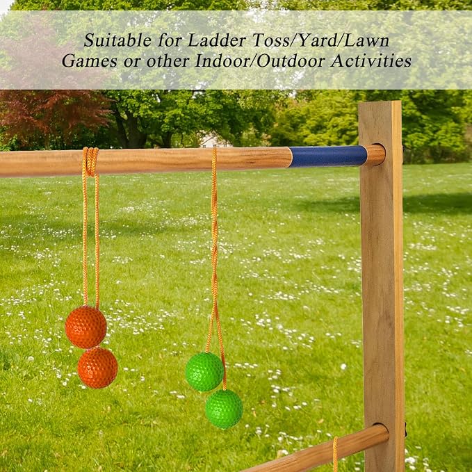 Ladder Ball Ladder Toss Balls Set Replacement Balls for Toss Match, Set of 6 with Storage Bag (Green & Orange)