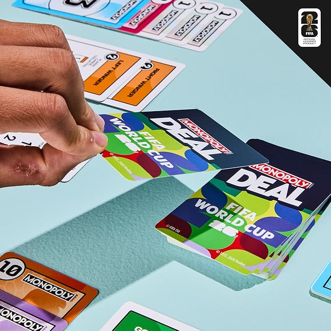 Monopoly Deal FIFA World Cup 2026 Edition Game – Officially Licensed FIFA World Cup Soccer Card Game for Kids – Ages 8+ – 2 to 5 Players – 15 Mins.