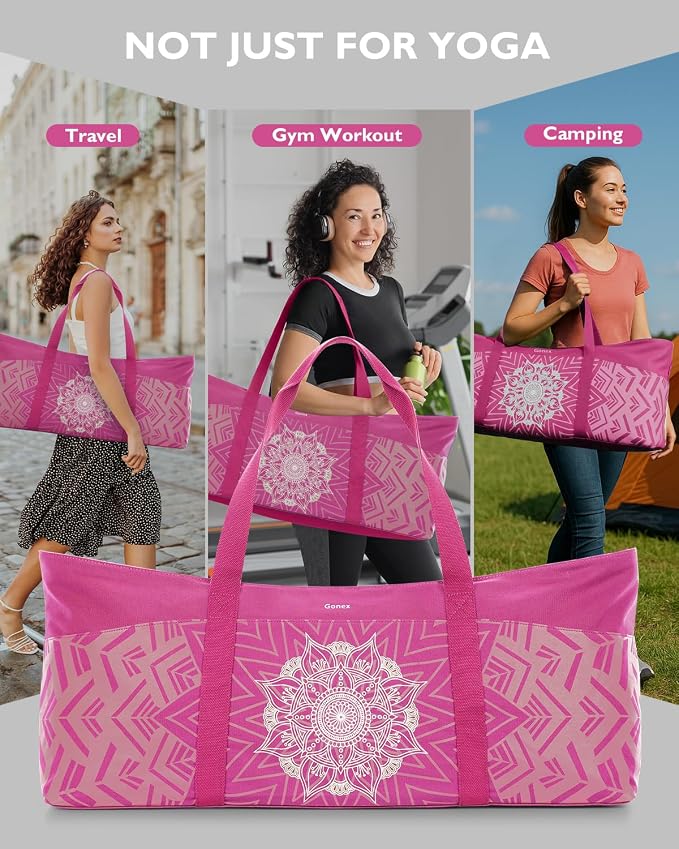 Gonex Yoga Mat Bag, Extra Canvas Gym Bag with Waterproof Pocket Metal Zipper, Fits Mat & Blocks, Stylish Yoga Mat Carrier for Women, Ideal for Yoga, Pilates, Workout, Travel