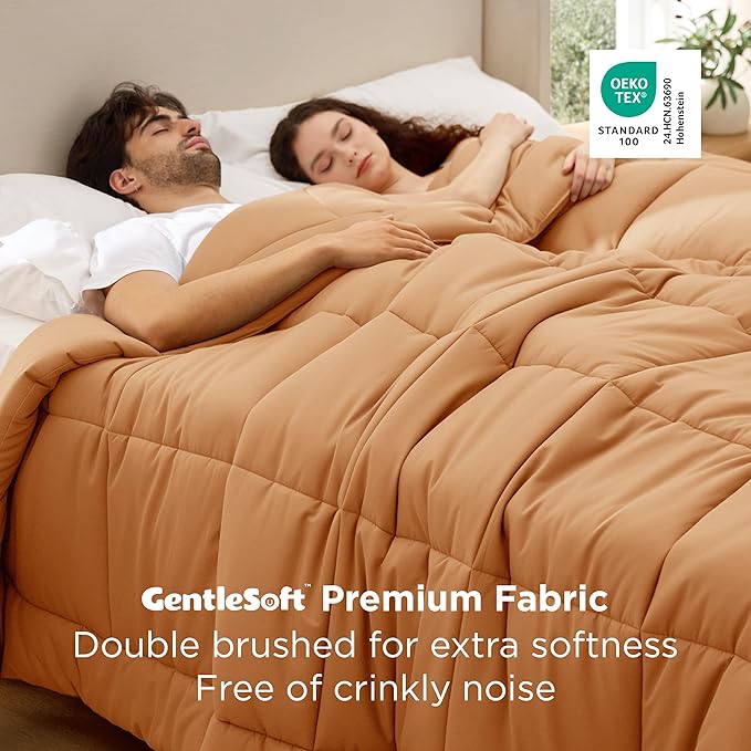 Bedsure Comforter Duvet Insert - Quilted Comforters Oversized King Size, All Season Duvet, GentleSoft Down Alternative Bedding, with 8 Tabs, Gifts for Women, Burnt Orange, Oversized King 116x98 Inche