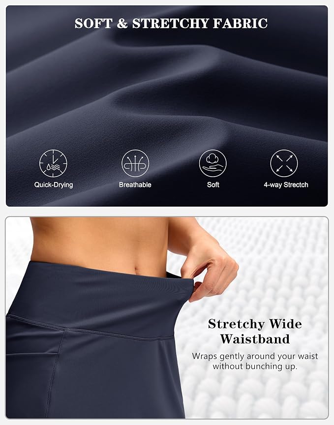 Women's Golf Skirts Skort 4 Side Pockets High Waisted Stretchy Tennis Skirt | Silky Soft, Lightweight, Breathable, Built-in Mesh Shorts, High Waisted, Elastic waistband, Moisture-Wicking, Athletic