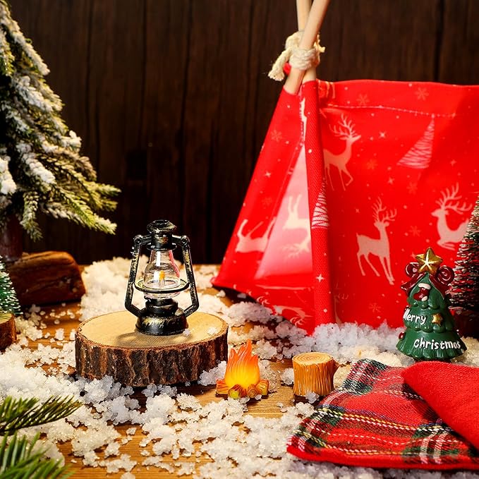 Meooeck 6 Pieces Christmas Accessories Set Including 2 Holiday Clothes Outfit, and 4 Novelty Toy Accessories for Kid(Camping)