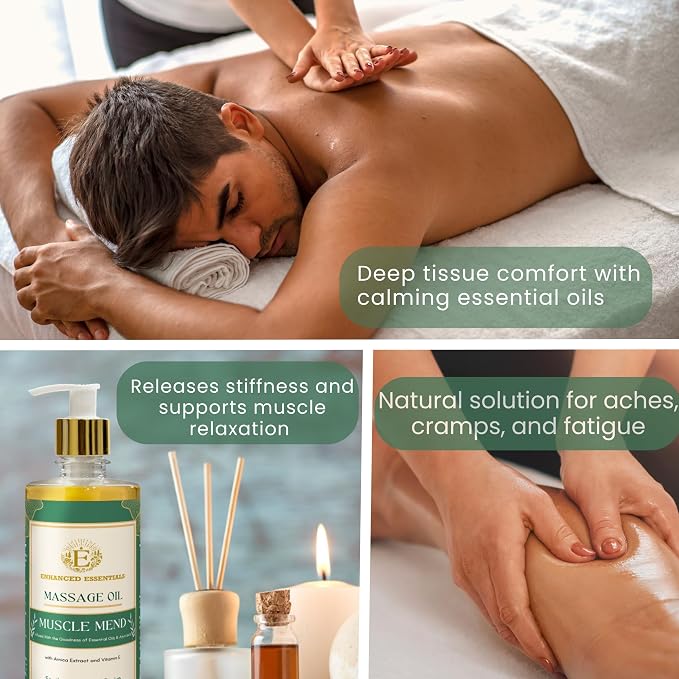 Muscle Mend| Muscle Recovery Massage Oil with Arnica, Ashwagandha & Essential Oils| Soothing,Non-Greasy, Fast-Absorbing| Use Post-Workout or Bedtime | 500ml (16.9 fl oz)