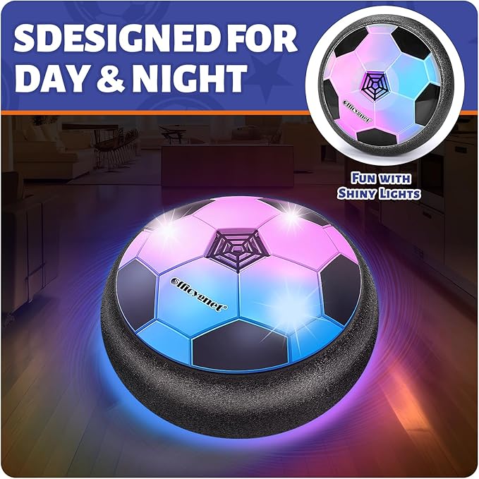 Officygnet 3 Pack Hover Soccer Ball, Boys Toys for 3, 4, 5, 6, 7, 8 Year Olds, Air Floating Soccer Toy with LED Lights, Indoor Toys Games for Kids Ages 4-8, 4-6 - Ideal Soccer Gifts for Boys 8-12