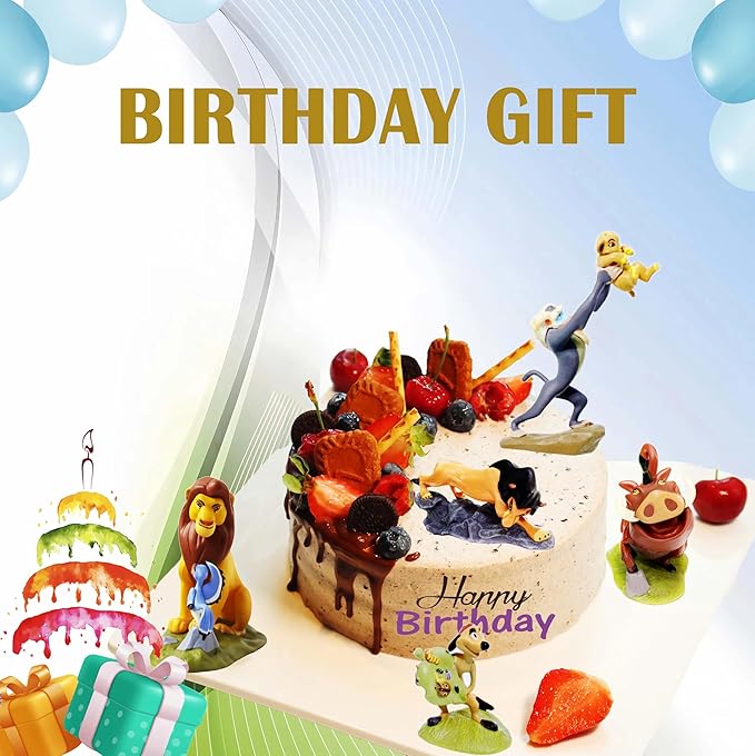 Animal Figurine Commemorative Set, Spotted Hyena&Warthog Toys, Christmas Party Cake Animal Decoration PVC Model(4.0 inch/9 Piece)