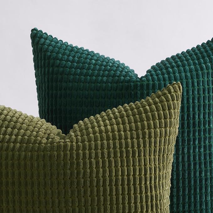 Topfinel Throw Pillows Covers for Couch Living Room Decor-Green Christmas Holiday 4 Pack Toss Cushion Case-Vintage Fluffy Large Bedroom Shams 18x18 Inch Set of 4,(45cm)