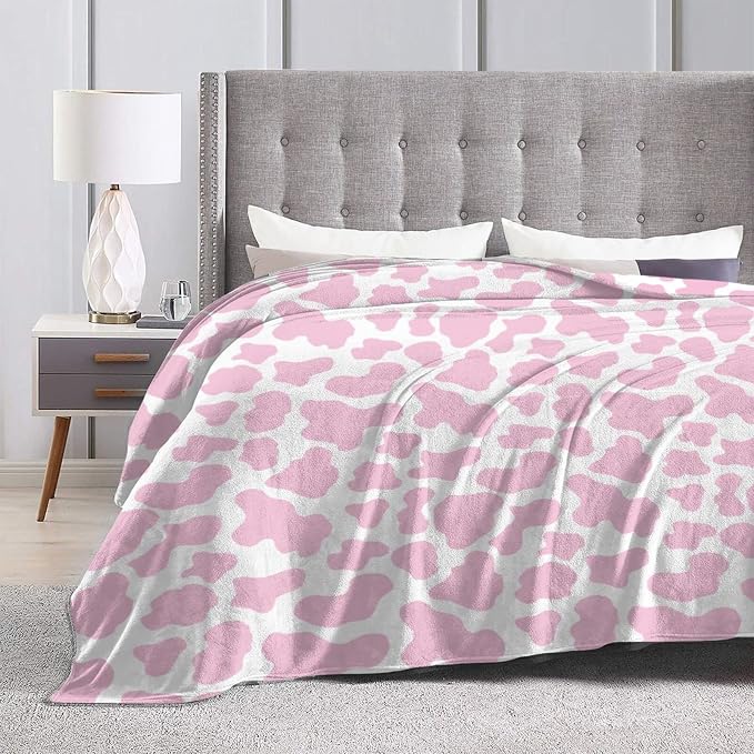 Pink Cow Print Blankets and Throws, Cute Blankets for Teen Girls, Cow Blanket for Adults, Cow Baby Blanket for Girls, Toddler Blanket for Kids, Cow Print Stuff for Women, Cow Gifts for Women 40"x 50"