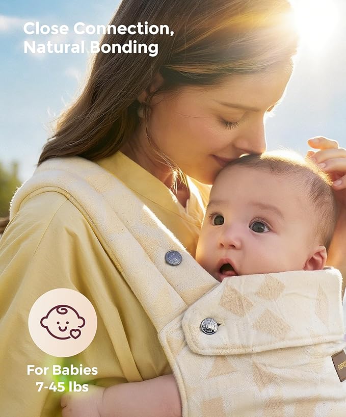 Momcozy Baby Carrier - Ergonomic, Cozy and Lightweight Carrier for 7-45lbs, Effortless to Put On, Ideal for Hands-Free Parenting, Enhanced Lumbar Support, Purehug for Infant to Toddler, Geometry