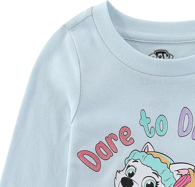 Paw Patrol Nickelodeon Skye and Everest Girls Long Sleeve Shirt and Twill Skirt Set for Toddler and Big Kids