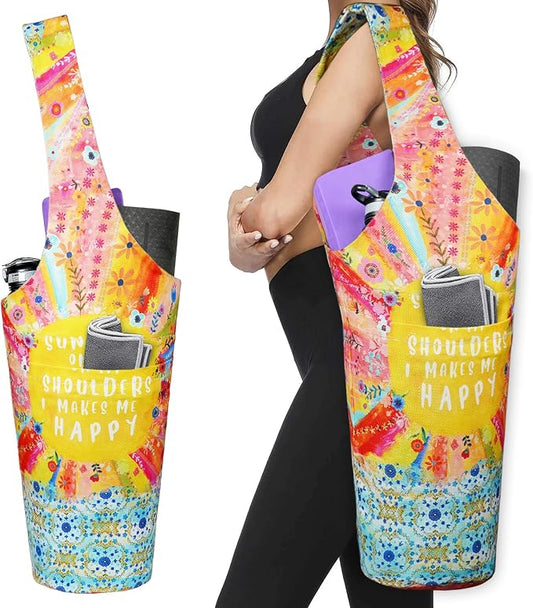 Yoga Mat Bag - Long Tote with Pockets - Holds More Yoga Accessories - Yoga Bag Fit Most Size Mats - Yoga Mat Carrier