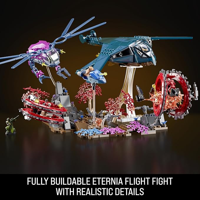 Mattel Brick Shop Masters of the Universe Building Set, Eternia Flight Fight with 411 Pieces and 10 Figures, Adult Collectors and Ages 13+