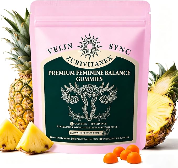 Women’s Daily Probiotic Gummies – Feminine Balance & pH Support – Vegan, Gluten-Free – Pineapple Flavor – 60 Gummies (30 Servings)