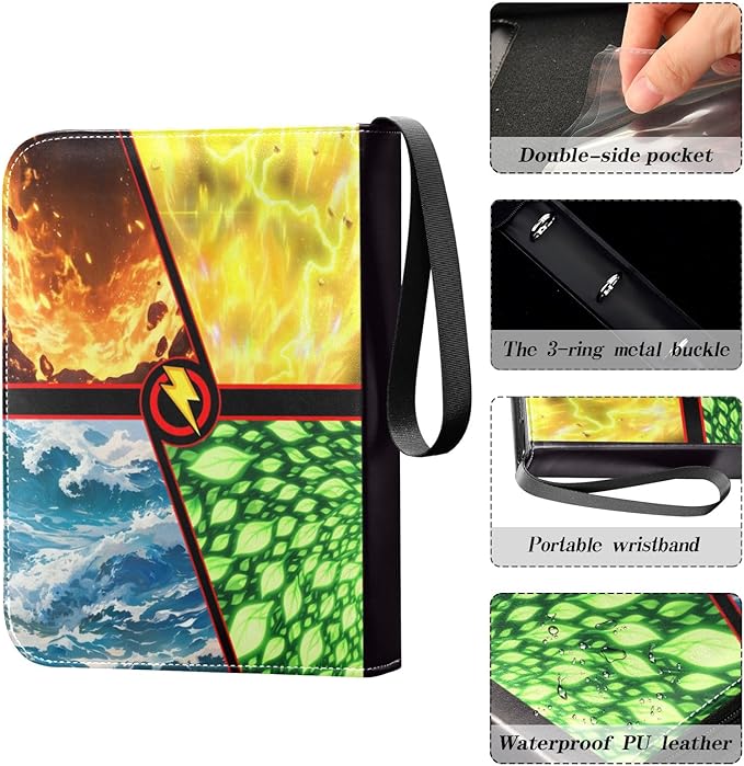 Card Binder 4 Pocket, Trading Card Binder Holder Fits 400 Cards with 50 Removable Sleeves, Collection Cards Storage Case Album Book Gifts