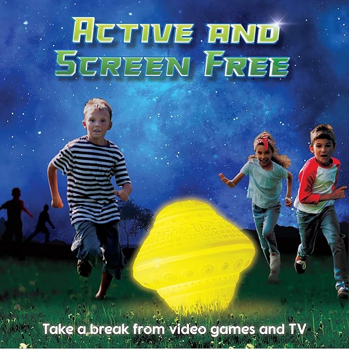 Starlux Games Cosmic Kick The Can: Outdoor Play with a Galactic Twist | Ages 5+, 4-12 Players| Glow in The Dark Toys for Kids 8-12 | Outside Games for Families | Light up Sports | Gifts for Boys