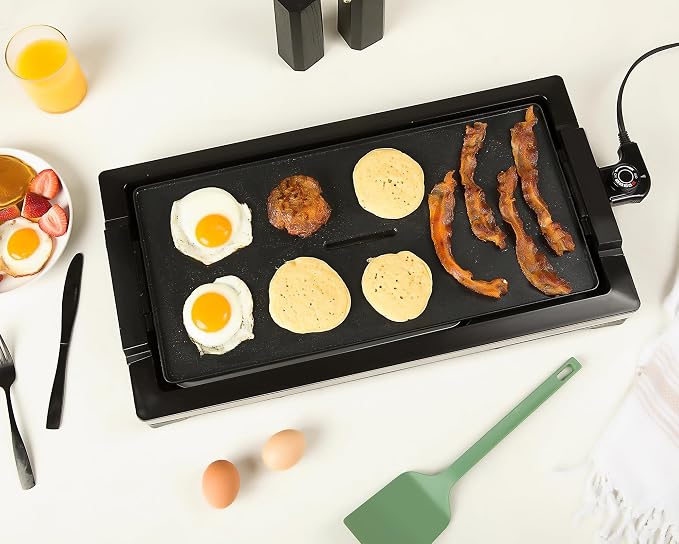 Indoor Grill & Electric Griddle, 1800W 20-Inch XL Nonstick Electric Skillet Griddle with Adjustable Temperature & Drip Tray, Easy to Clean – For Breakfast, Pancakes, Eggs, Teppanyaki