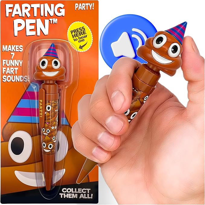 Farting Poop Pen with Multiple Funny Sounds - Perfect Halloween Games & Novelty Gift for Teens, Kids & Boys - Pen & Prank Toy for Halloween Parties, Games & Family Fun All Day (Party)