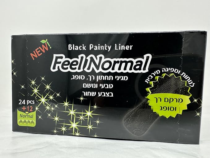 Feel Normal Disposable Black Panty Liners for Women 36 pcs with Protective Layer for Extra Protection Against Leaks