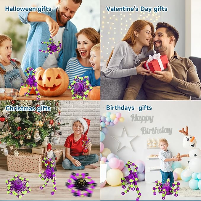 4 Pcs Fidget Toys Transformable Fidget Spinners Autism ADHD Anxiety Stress Relief Sensory Toys for Kids and Adults Deformable Robot Spinner Fingertip Gyros for Party Favors Prizes (PurpleGreen)