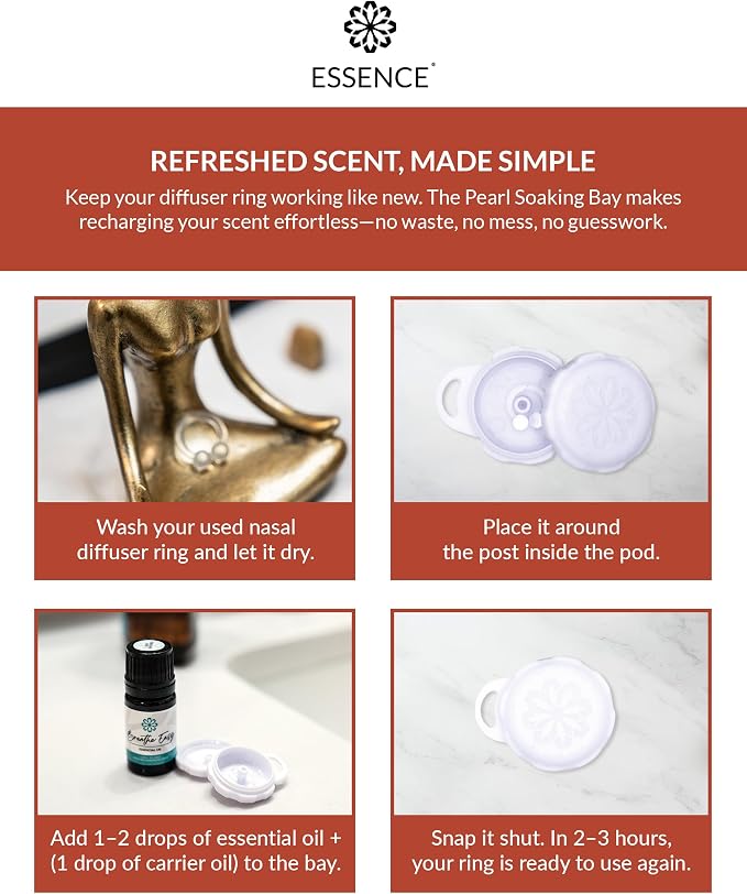 Essence Pearl Travel Case | Grapefruit Essential Oil | Aromatherapy Nasal Diffuser & Essential Oil Carrying Case | Uplifting Citrus Scent | Travel-Friendly Kit | White Pod