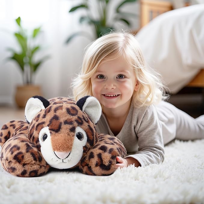 Niuniu Daddy 24" | 5 Pound Leopard Weighted Stuffed Animals for Kids Adults, Soft Leopard Weighted Beads for Plush Toys for Sleeping, Body Pillow for Present Birthday Christmas Holiday