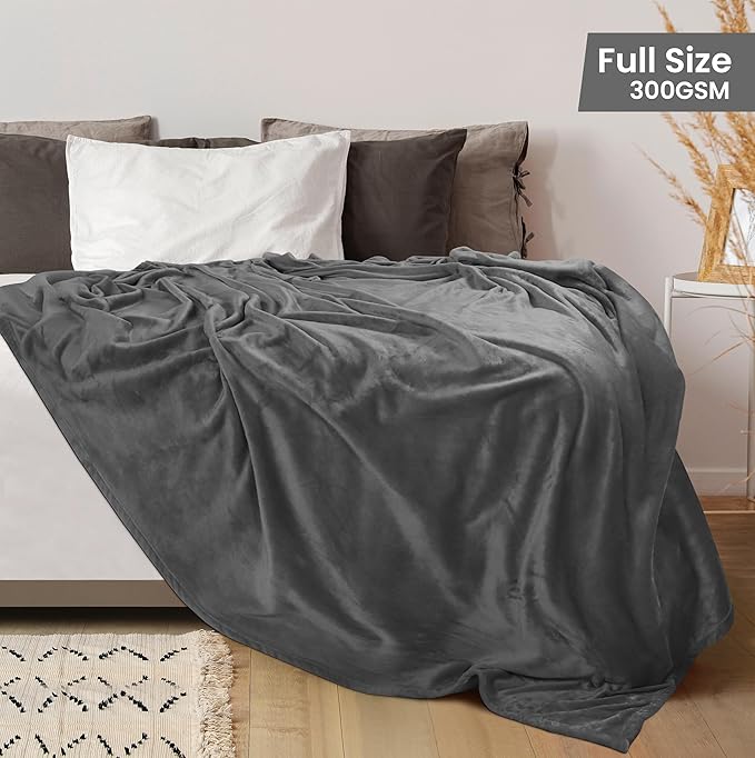 Utopia Bedding Ultra Soft Fleece Bed Blanket Full Size Grey (90x84 Inches) | Microfiber Plush Warm Lightweight Breathable Cozy Blanket Anti-Static, All Season Use, Gift for Women and Men