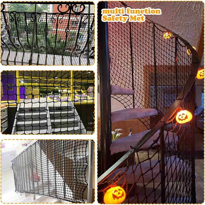 Balcony Netting for Pets，Apartment，Stair，Trampoline，Playground，Child Safety Rope Net，Driveway Net for Kids Safety，Baseball Softball Net Sports Netting (3.3ft×9.9ft, Black)