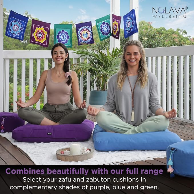 NOLAVA Round Zafu Cushions 15"x6" & Zabuton Meditation Cushions 32"x28"x3" - Premium Comfort for Mindful Practices - Yoga Bolster Pillow & Meditation Floor Pillow Essentials