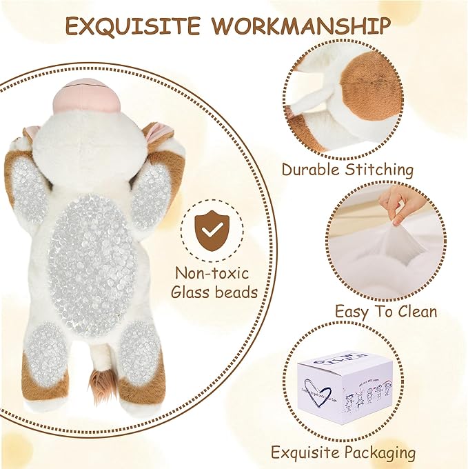 Weighted Stuffed Animals Cow - 20.5" Cute Toy Pillow Plushie Gifts for Kids Boys Girls & Adults, 3 lbs Ultra-Soft Washable Plush Pillowfort