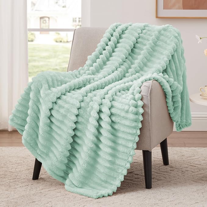 EXQ Home Gentle Soft Fleece Throw Blanket – Cozy Lightweight Blanket for Couch Bed – All-Season Warm Fuzzy Flannel Blanket for Women Mom Her – Gifts for Mother's Day Birthday(50"x60",Aqua)